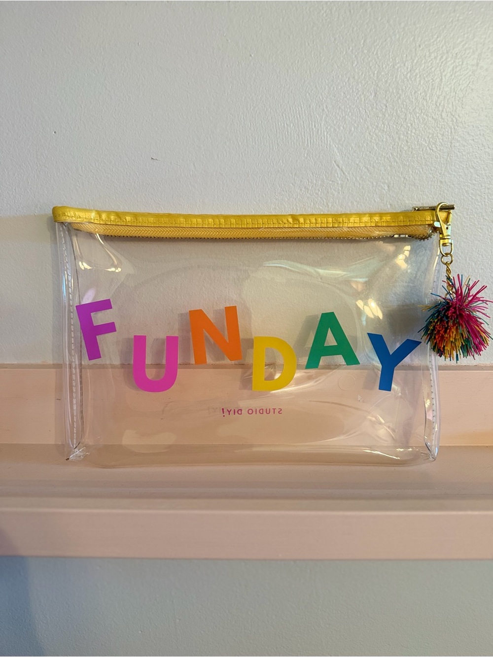 Rainbow “FUNDAY” clear clutch